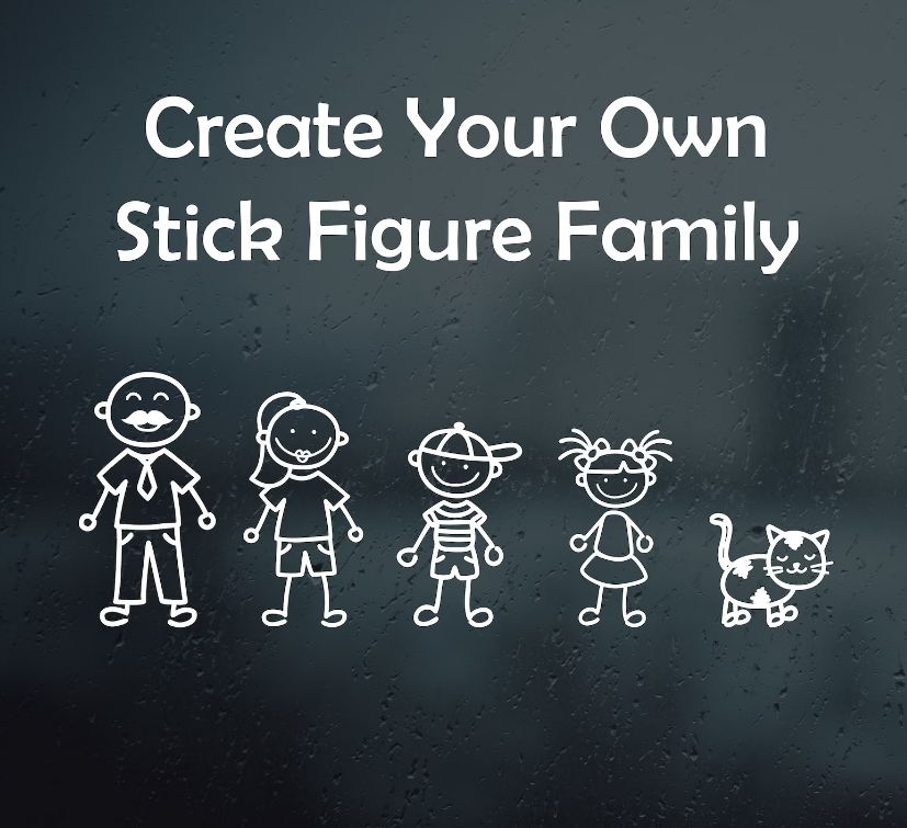 Maak je eigen Stick Figure Family vinyl sticker
